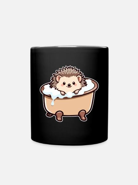 Niedlicher Igel in der Badewanne - Tasse einfarbig - Schwarz