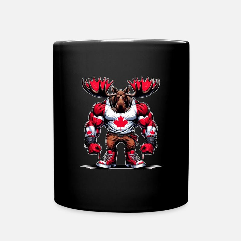 Wapiti du Canada avec drapeau national - Mug uni - noir