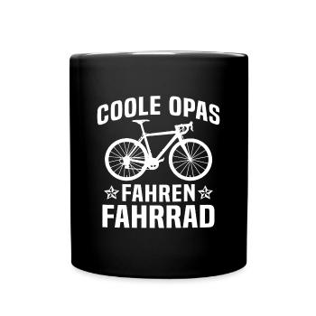 coole opas fahren fahrrad - Tasse einfarbig - Schwarz - Vorne