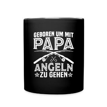 geboren um mit papa angeln zu gehen - Tasse einfarbig - Schwarz - Vorne