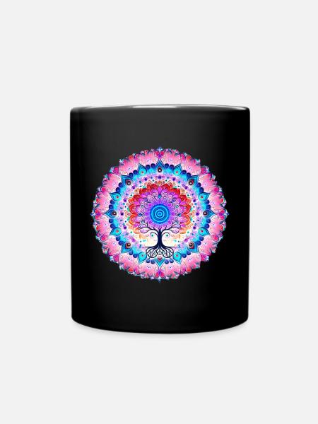Mandala Tree of Colors - Full Colour Mug - black