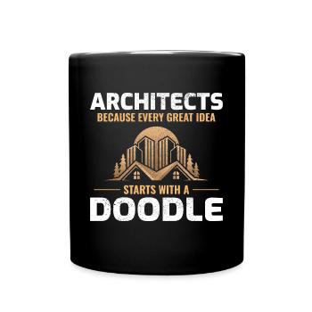 Architekt kritzelt Innenarchitektur Innovation Lustig - Tasse einfarbig - Schwarz - Vorne