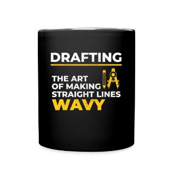 Architect Drafting Wavy Lines Construction Funny - Full Colour Mug - black - Front