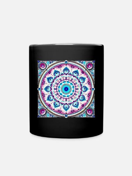 Orbitale Mandala Blau-Rosa - Tasse einfarbig - Schwarz