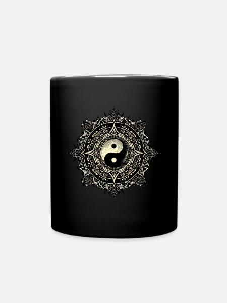 Mandala Harmony yin yang - Tasse einfarbig - Schwarz