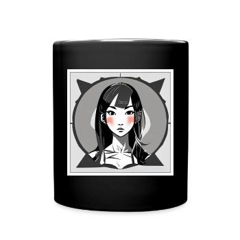 Fille Manga Rougissante - Mug uni - noir - Devant