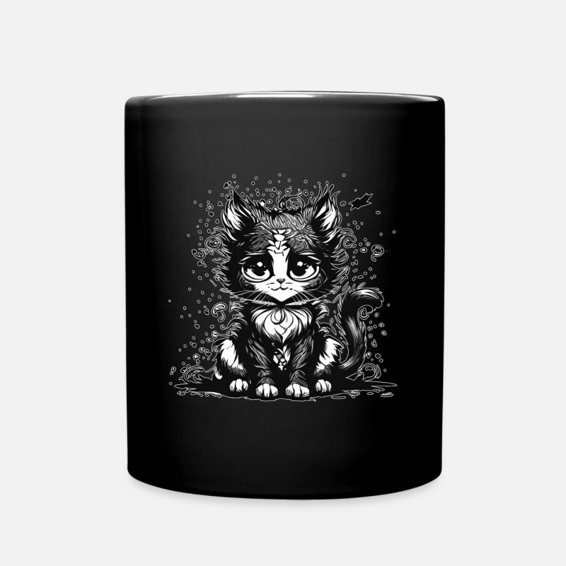 Träumende Manga Comic Katze - Tasse einfarbig - Schwarz