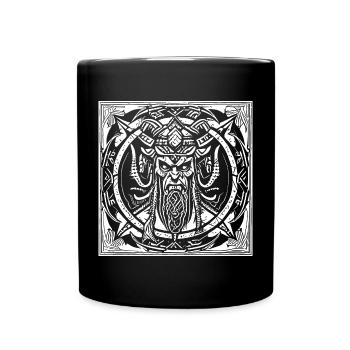 Nordischer Wikinger Demon auf Pagan Tribal - Tasse einfarbig - Schwarz - Vorne