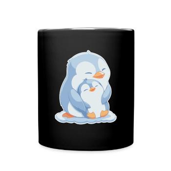 Pingouin maman et bébé fête des mères - Mug uni - noir - Devant