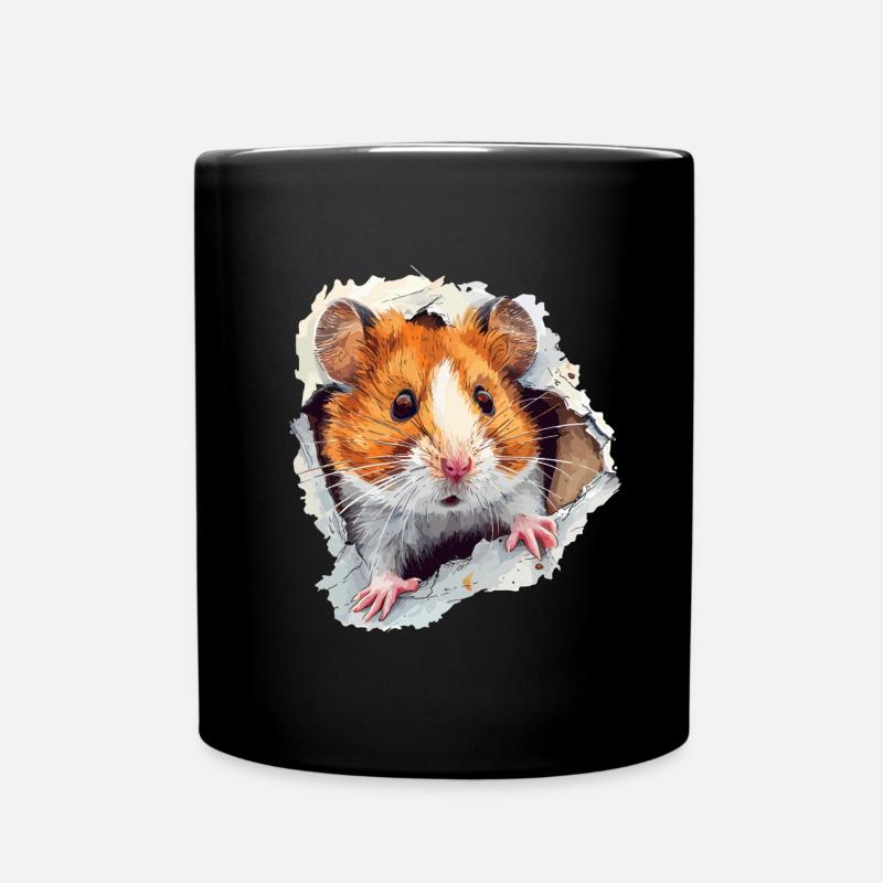 Hamster Hamsterkopf Goldhamster Zwerghamster - Tasse einfarbig - Schwarz