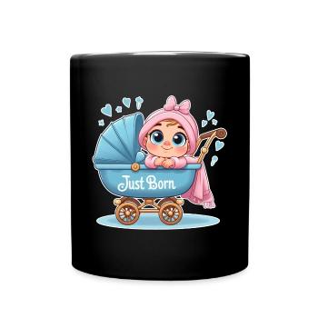 Gerade geboren - Tasse einfarbig - Schwarz - Vorne