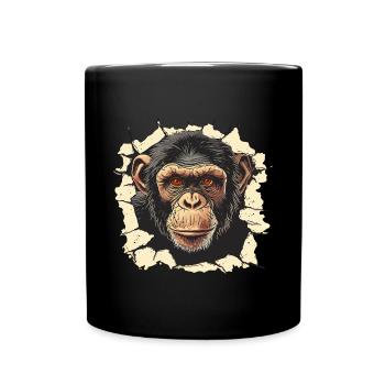 Affe Affenkopf Schimpanse Affen - Tasse einfarbig - Schwarz - Vorne