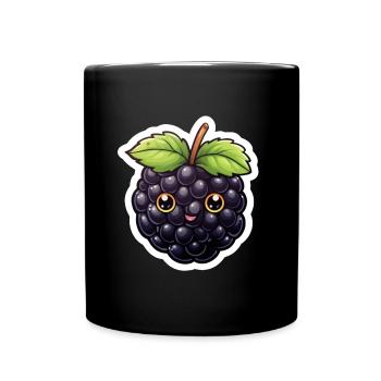 Süße Brombeere Illustration – Kawaii Stil - Tasse einfarbig - Schwarz - Vorne
