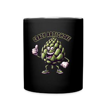 Crazy Veggies: Artichoke Thumbs Up - Tasse einfarbig - Schwarz - Vorne