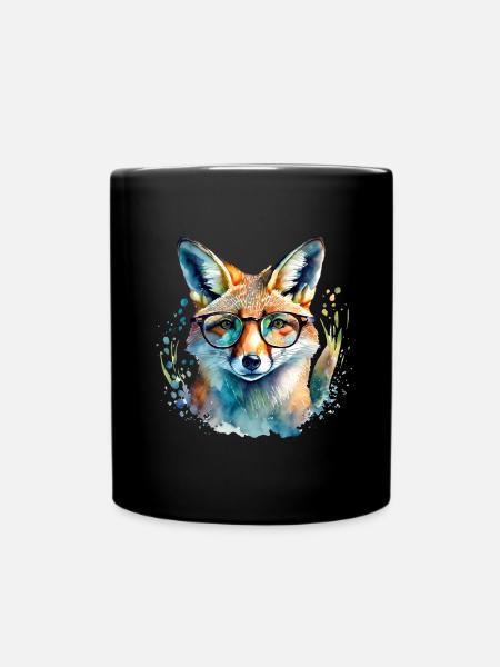 Fuchs mit Brille - Ensfarvet krus - sort