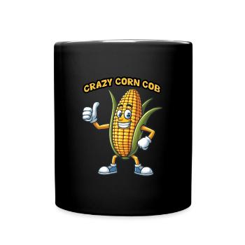 Crazy Veggies: Corn Cob Thumbs Up - Tasse einfarbig - Schwarz - Vorne