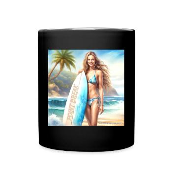Girl Action Surf 2 - Full Colour Mug - black - Front