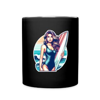 Girl Sport Surf 2 - Full Colour Mug - black - Front
