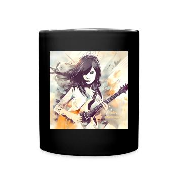 Mädchen, das Musik liebt 2 - Tasse einfarbig - Schwarz - Vorne