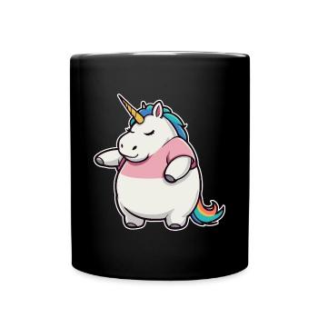 Lustiges Einhorn - Tasse einfarbig - Schwarz - Vorne
