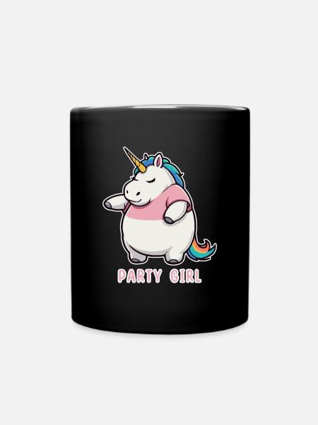 Einhorn Party Girl - Tasse einfarbig - Schwarz