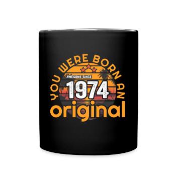 Vintage 1974 50th Birthday Gift Idea Fifty - Full Colour Mug - black - Front