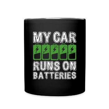 My Car Runs On Batteries eCar Electric Car - Full Colour Mug - black - Front