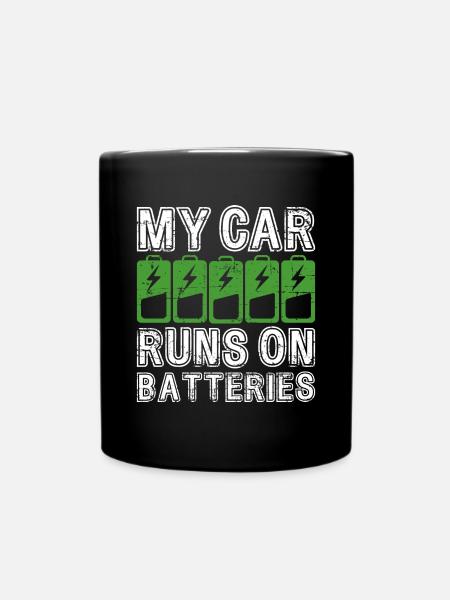 Ma voiture fonctionne sur batteries eCar Voiture électrique - Mug uni - noir