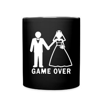 Bride and Groom Game Over Newlyweds Wedding - Full Colour Mug - black - Front