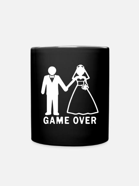 Braut und Bräutigam Game Over Brautpaar Hochzeit - Ensfarvet krus - sort