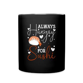 Sushi Essen Maki Stäbchen - Tasse einfarbig - Schwarz - Vorne
