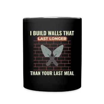 Bricklayer Masonry Construction Job Wall Builder - Full Colour Mug - black - Front