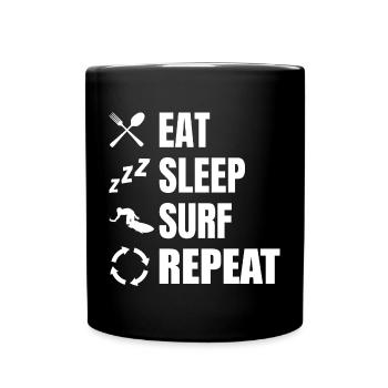 Manger, dormir, surfer, répéter - Mug uni - noir - Devant