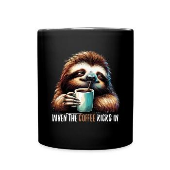 Sloth Coffee Kicks Gift - Full Colour Mug - black - Front