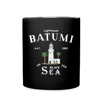 Georgien, Batumi Leuchtturm am Schwarzen Meer - Tasse einfarbig - Schwarz - Vorne