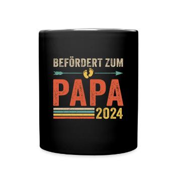 Befördert zum Papa 2024 - Tasse einfarbig - Schwarz - Vorne