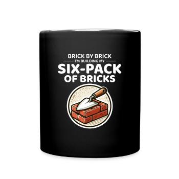 Six-Pack of Bricks: Humorous Bricklayer Fitness - Full Colour Mug - black - Front