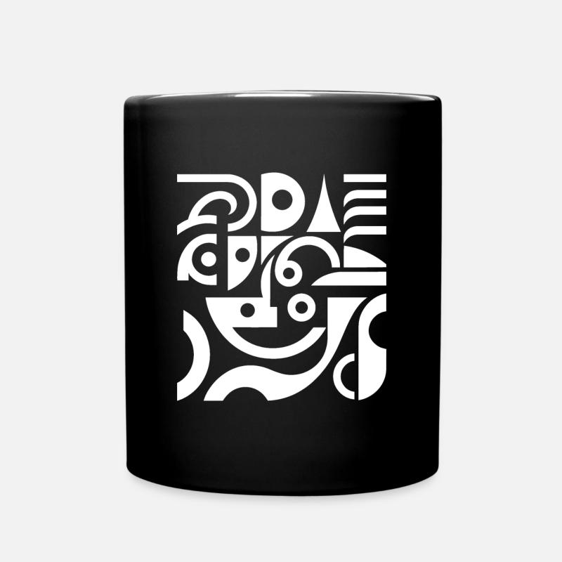 Geometrische Wellenmuster in Schwarzweiß - Tasse einfarbig - Schwarz