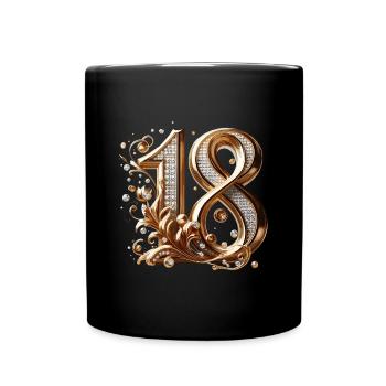 18 ans or diamants 18e anniversaire cadeau - Mug uni - noir - Devant