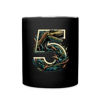 5 Years T-Rex 5th Birthday Gift - Full Colour Mug - black - Front