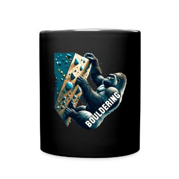 Bouldern Gorilla Geschenk - Tasse einfarbig - Schwarz - Vorne