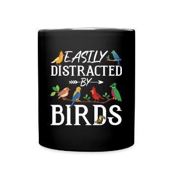 Easily Distracted by Birds - Full Colour Mug - black - Front