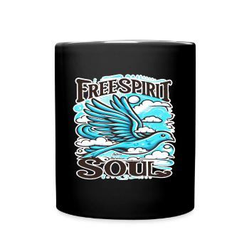Amazing Sky Bird with Free Spirit and Soul - Full Colour Mug - black - Front