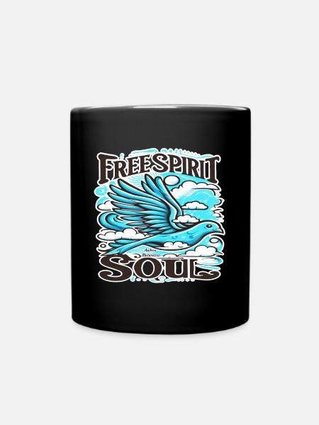Amazing Sky Bird with Free Spirit and Soul - Full Colour Mug - black