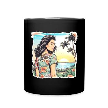 Aloha Girl - Full Colour Mug - black - Front