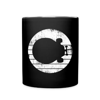 Skateboard Zeichnung - Tasse einfarbig - Schwarz - Vorne