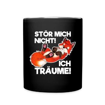 Stör mich nicht, ich träume! Schlafshirt mit Fuchs - Tasse einfarbig - Schwarz - Vorne