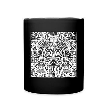Inka, Azteken, Maya Muster, Artwork - Tasse einfarbig - Schwarz - Vorne