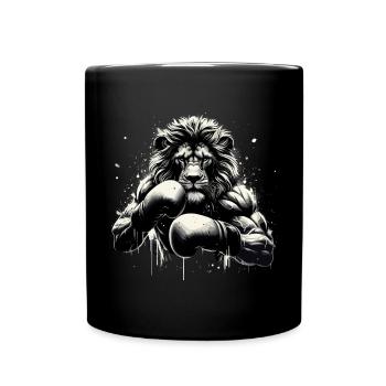 Lion Boxer Fighter Boxing Gift - Full Colour Mug - black - Front