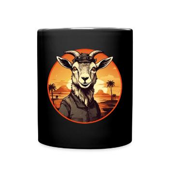 Chèvre rétro vintage dans le désert - Mug uni - noir - Devant